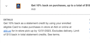 AmEx Offers: Get 15% Back At Aldi Grocery Stores (Up To $6 Statement Credit)